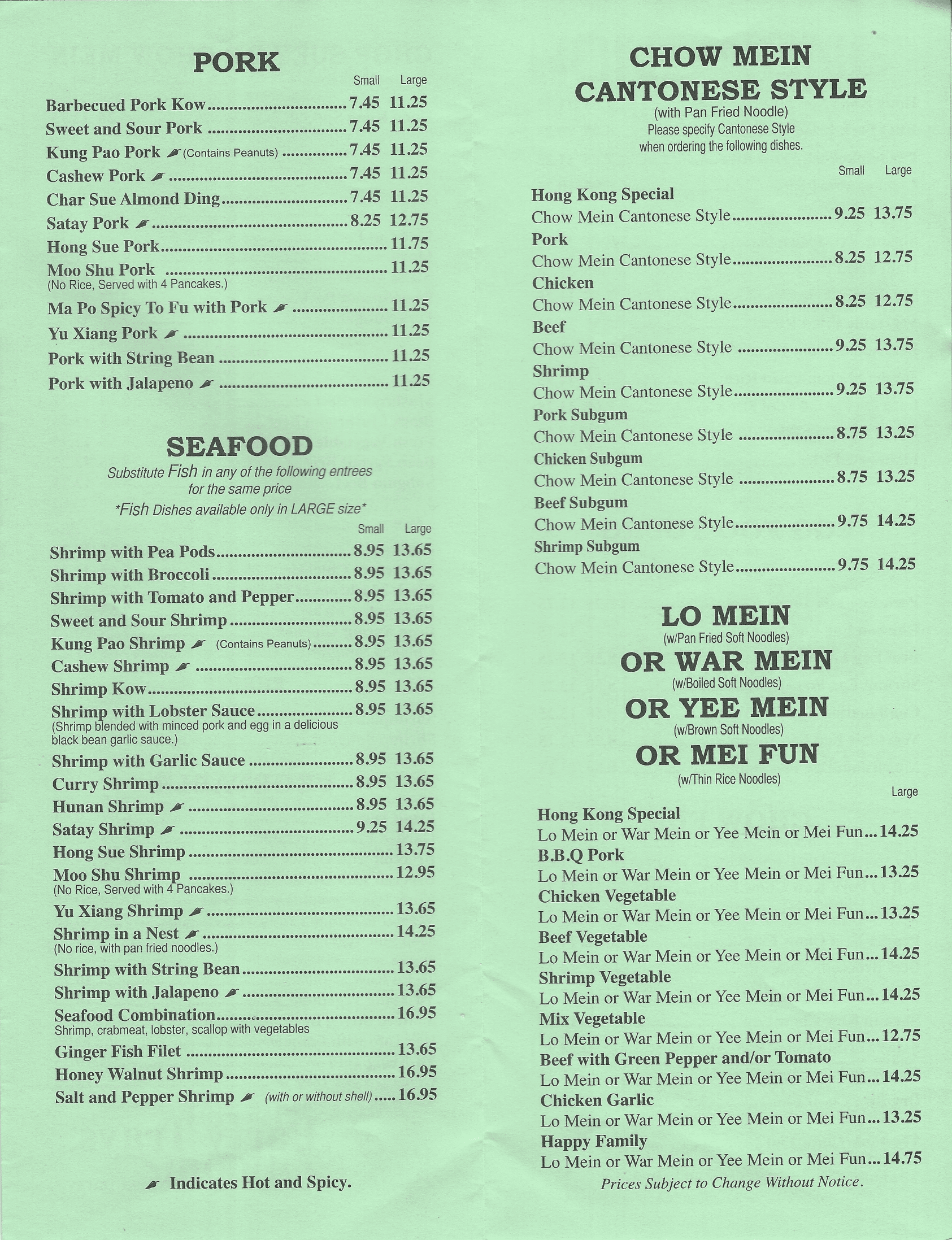 menu