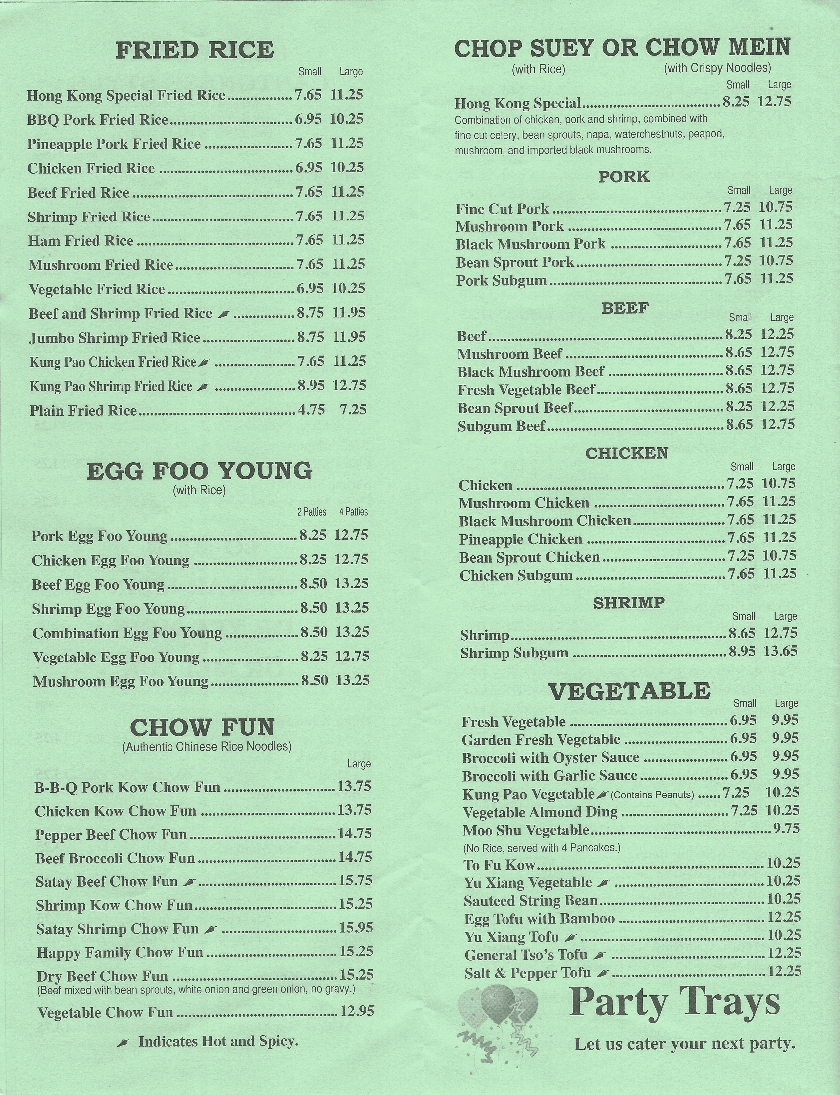 menu